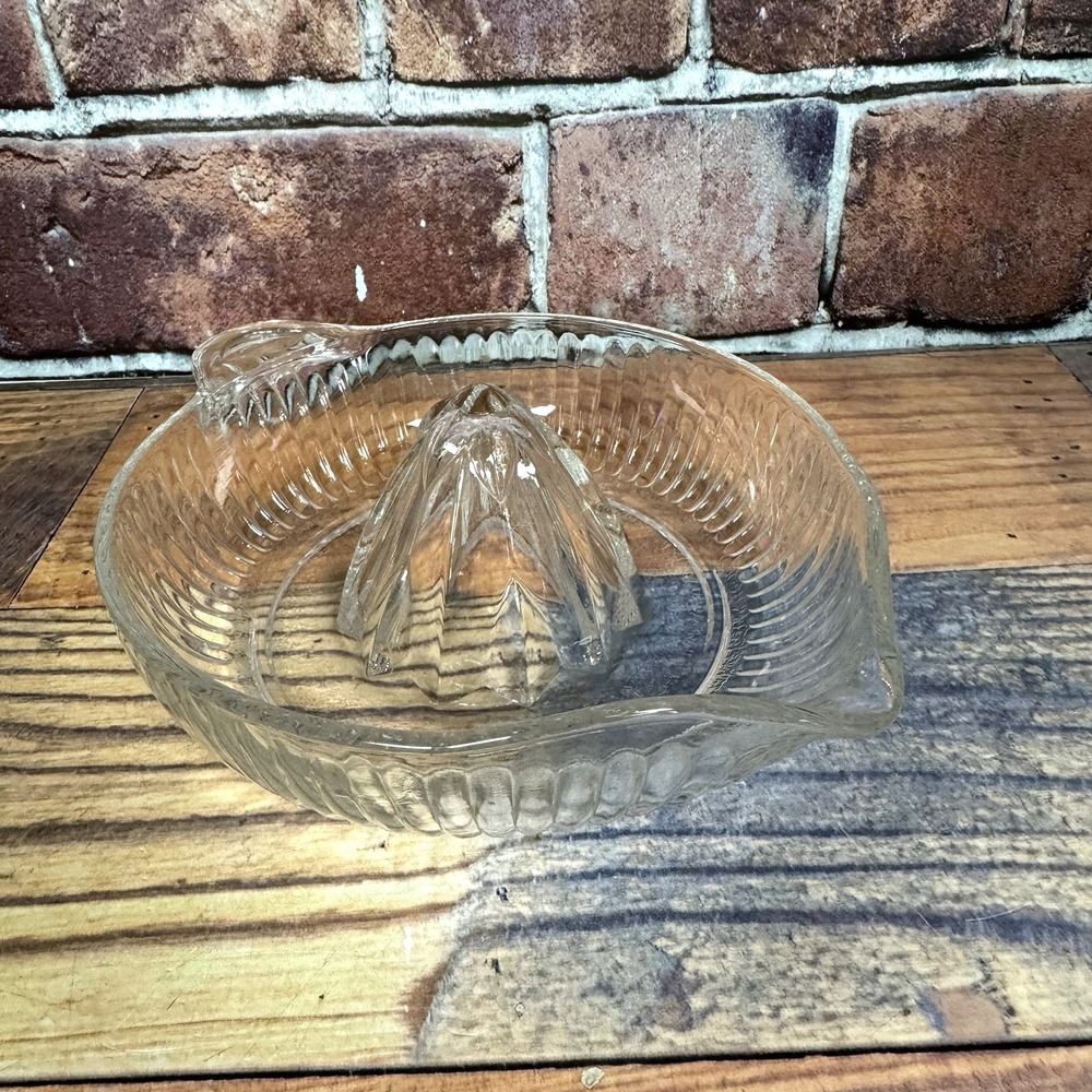 Vintage Anchor Hocking Clear Depression Glass Citrus Juicer Reamer Large Ribbed